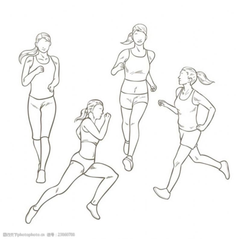 马拉松手绘女运动员跑步姿势