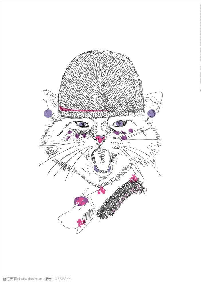 可爱卡通印花卡通小猫下载猫咪矢量图素材下载