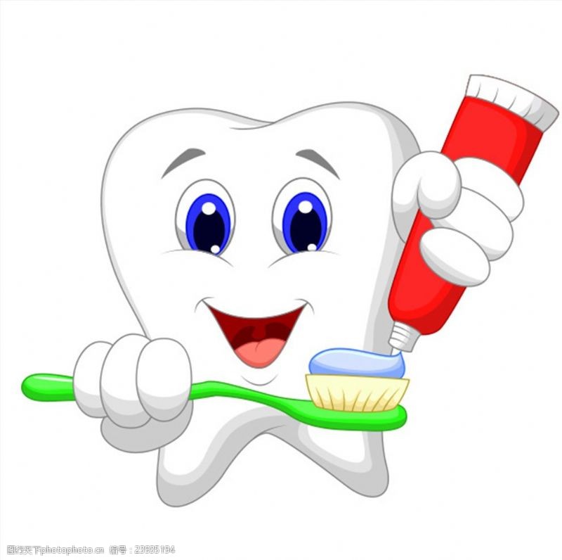 儿童护理牙膏卡通牙齿主题