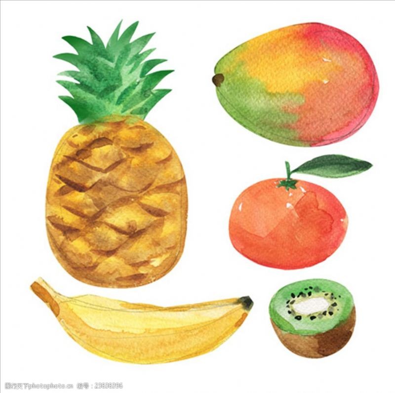 美的新年宣传广告手绘水彩美味的水果