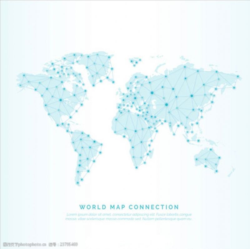网点点线连结世界地形图