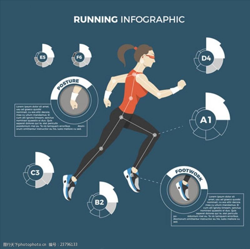 马拉松平面女性跑步信息图表