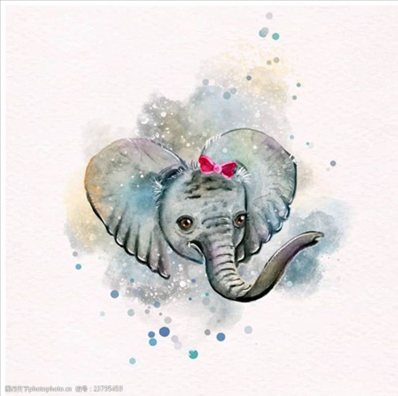 平衡手绘水彩可爱的大象