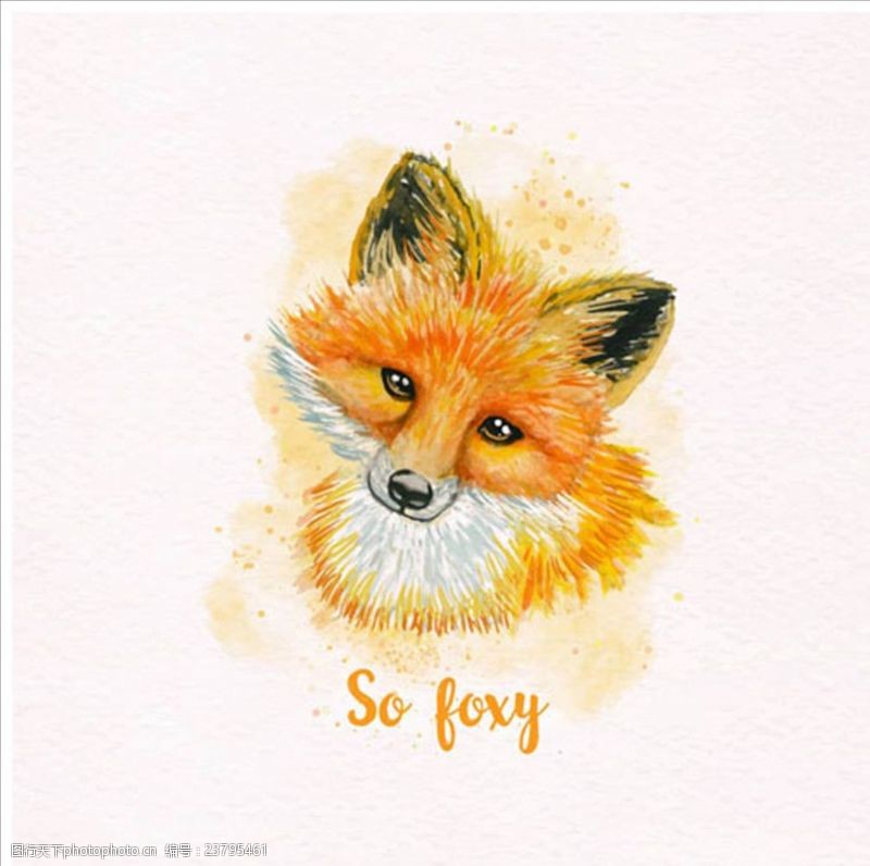 平衡手绘水彩可爱的狐狸