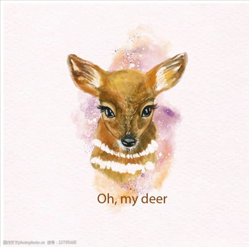 可爱的小象手绘水彩可爱的小鹿
