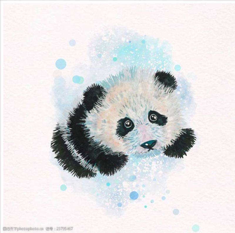 平衡手绘水彩可爱的熊猫