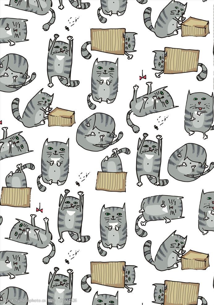 可爱卡通印花可爱卡通小猫素材卡通猫矢量图