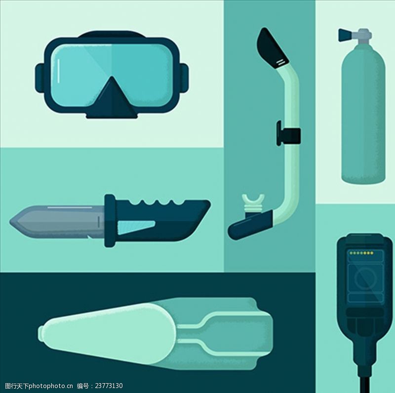 潜水员平面潜水运动用品元素