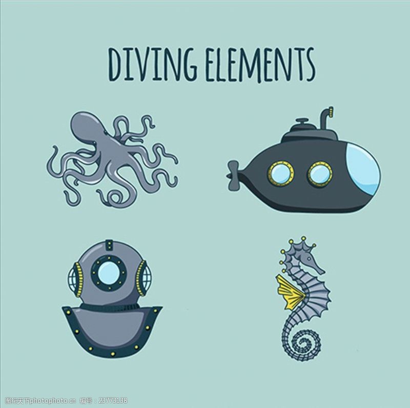 潜水员平面潜水运动元素