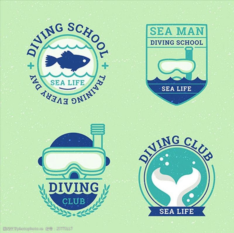潜水员潜水培训俱乐部LOGO标志