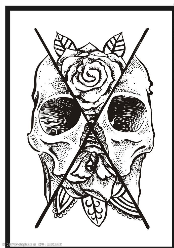 外贸童装图案骷髅花朵花卉素材下载