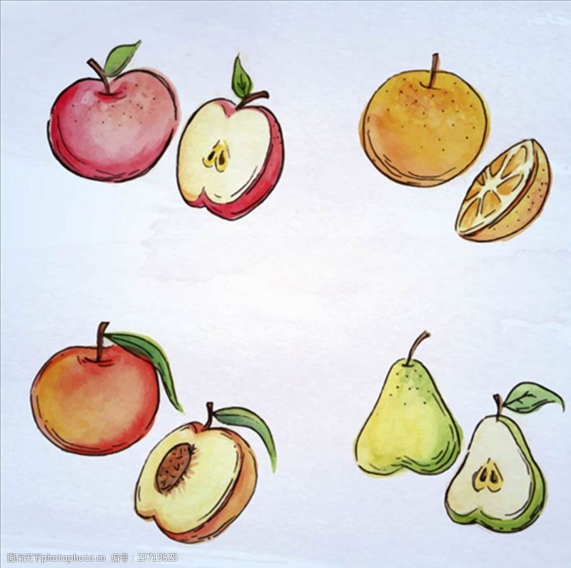 美的新年宣传广告手绘水彩美味的水果