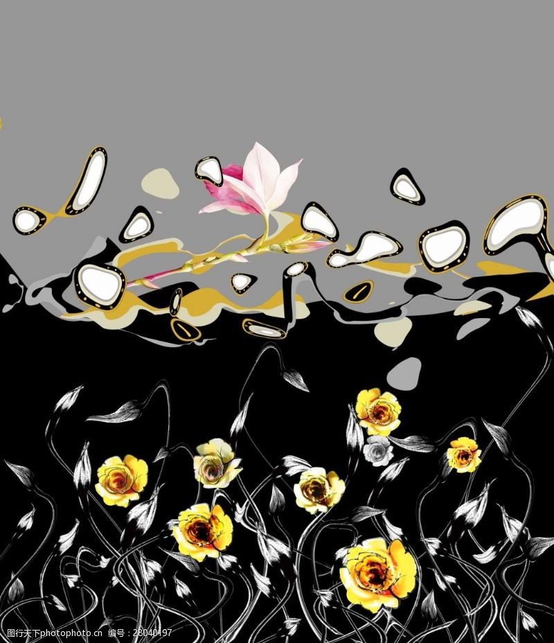 菱形免费下载抽象花朵数码印花设计