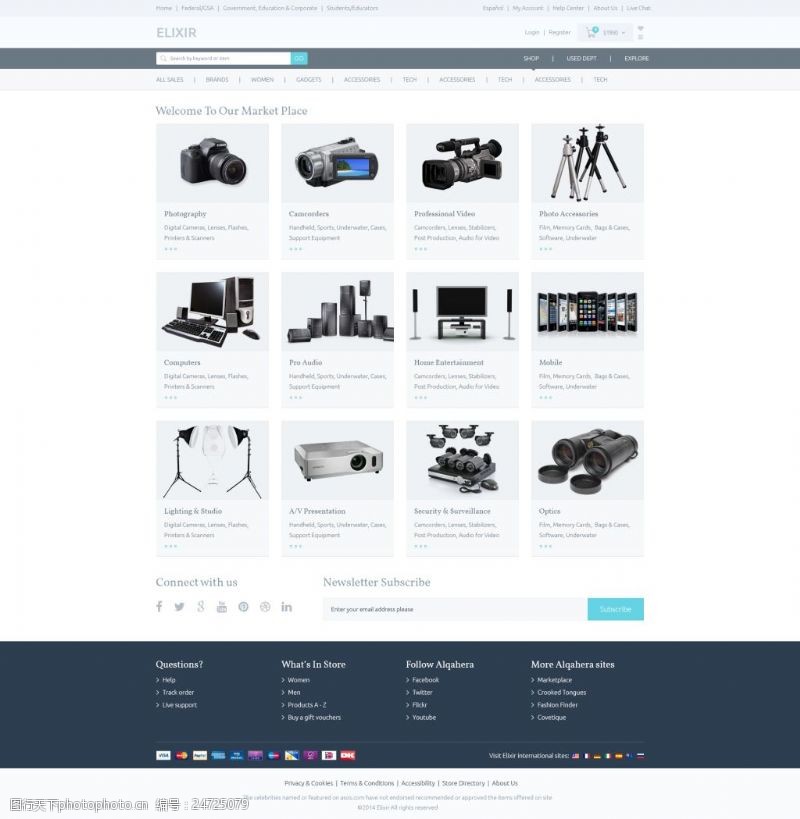公司网站国外摄影设备网站网页UI模板
