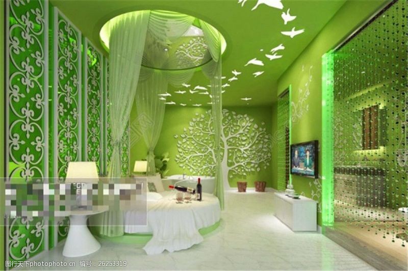 家具模型绿色梦幻卧室3DMAX模型
