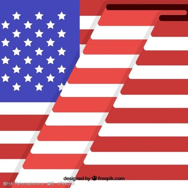自由美国国旗的褶皱背景