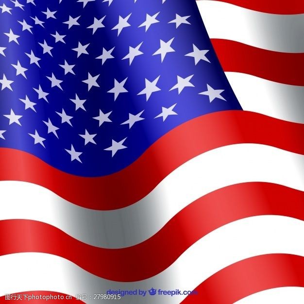 自由美国国旗在现实设计中的美丽背景