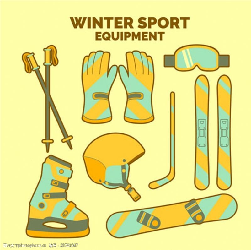 滑雪素材复古风滑雪运动配件用品元素