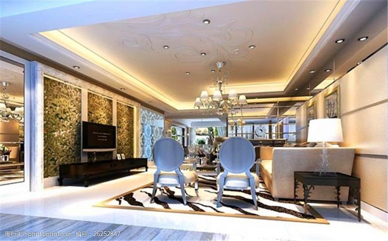 家具模型豪华宽敞客厅模型设计