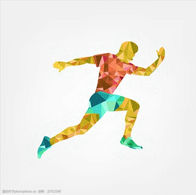 马拉松几何多边形拼接跑步运动员