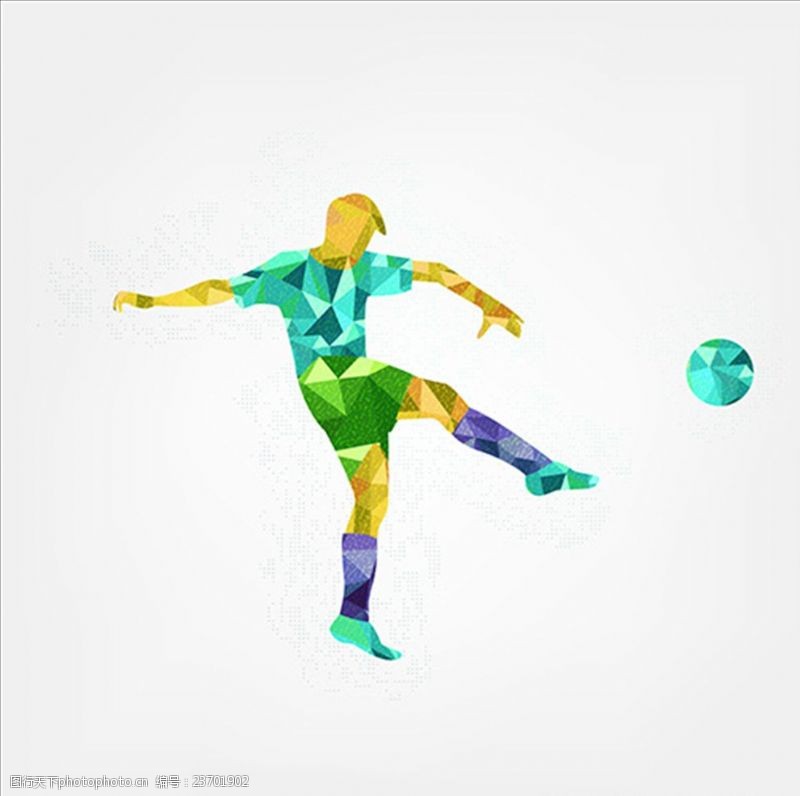 足球训练展板几何多边形拼接足球运动员