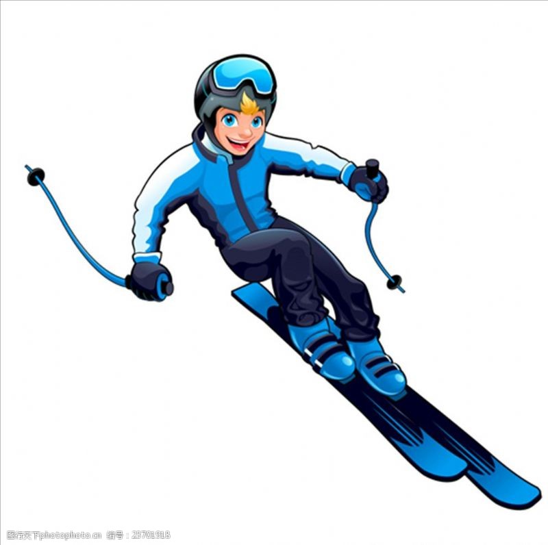 挑战卡通滑雪男性运动员