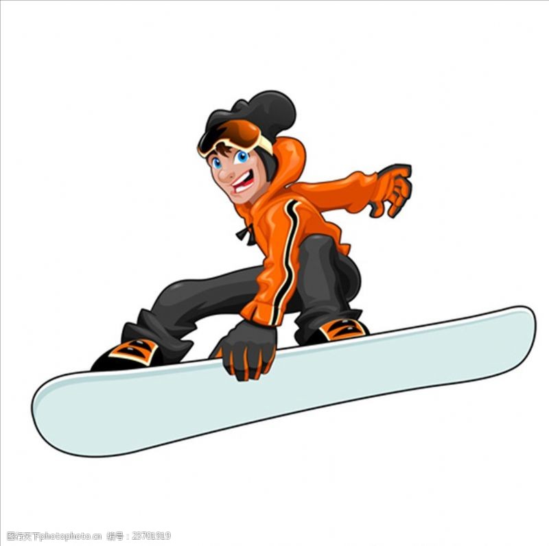 滑雪素材卡通滑雪男运动员