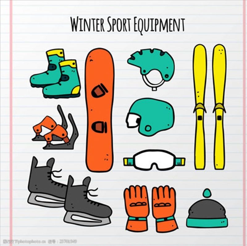 滑雪素材卡通滑雪运动配件用品