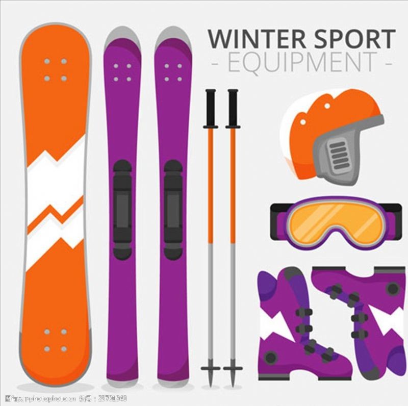 滑雪素材卡通滑雪运动用品配件