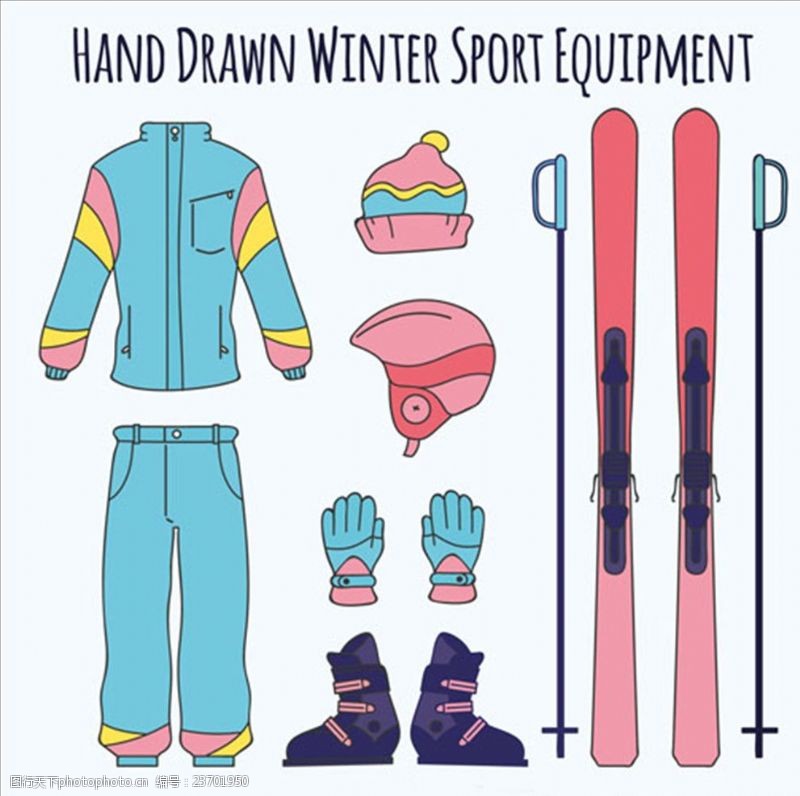 滑雪素材卡通滑雪运动用品配件
