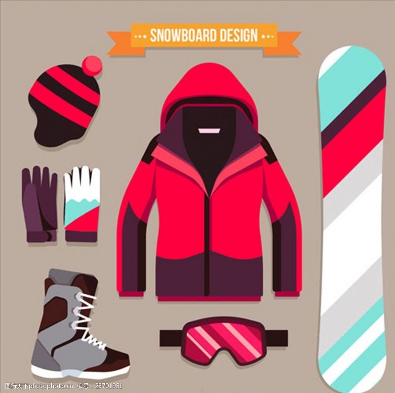 滑雪素材卡通滑雪运动用品配件元素