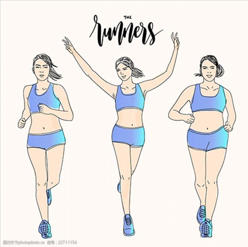 马拉松卡通女子跑步锻炼插图
