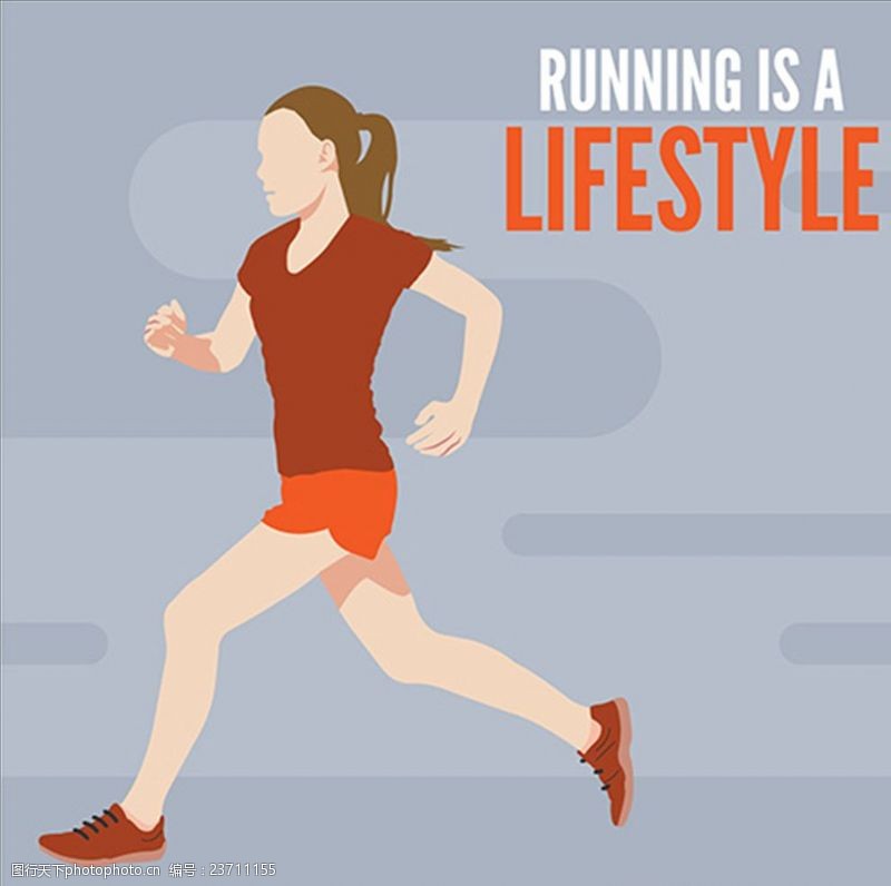 马拉松卡通女子跑步锻炼海报