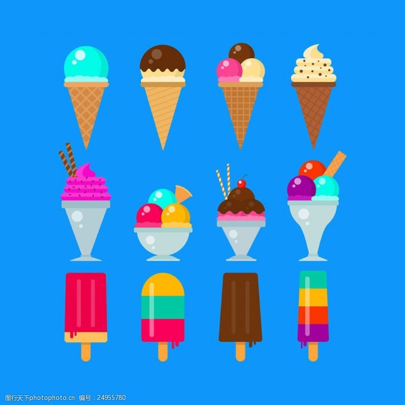 冰激凌插图美味的夏季甜点冰淇淋雪糕插图