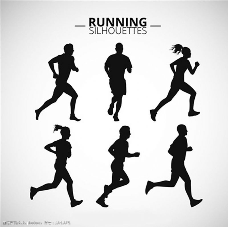 马拉松男女跑步运动剪影轮廓