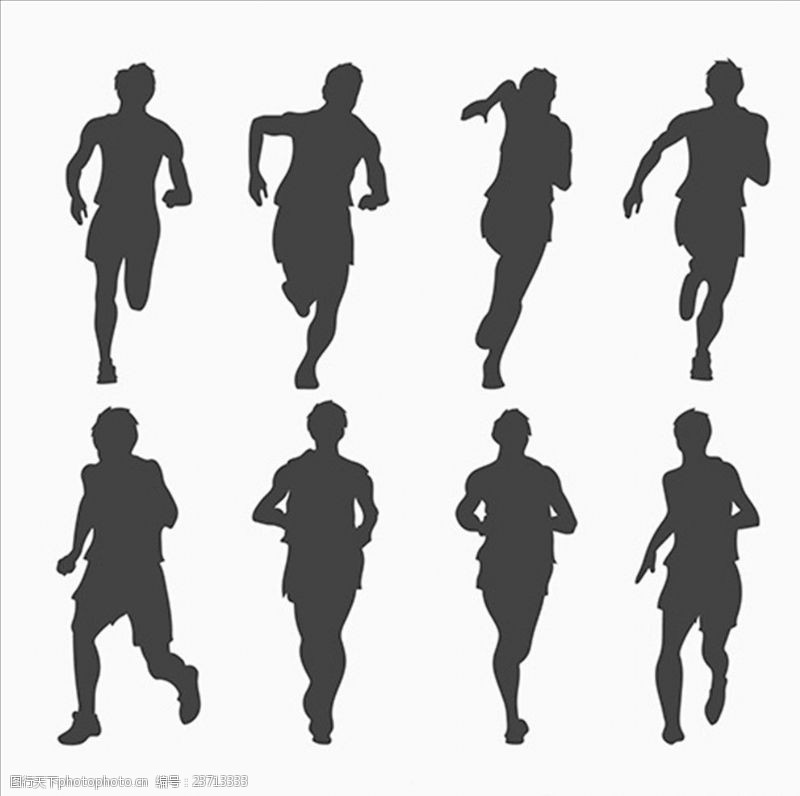 马拉松男子跑步运动剪影轮廓集