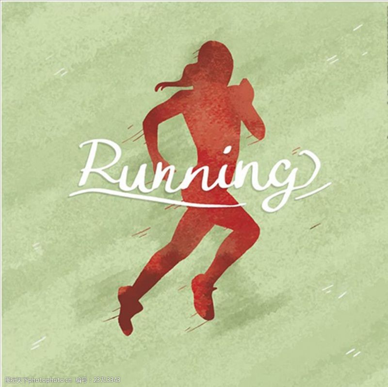 马拉松女子跑步比赛剪影轮廓插图