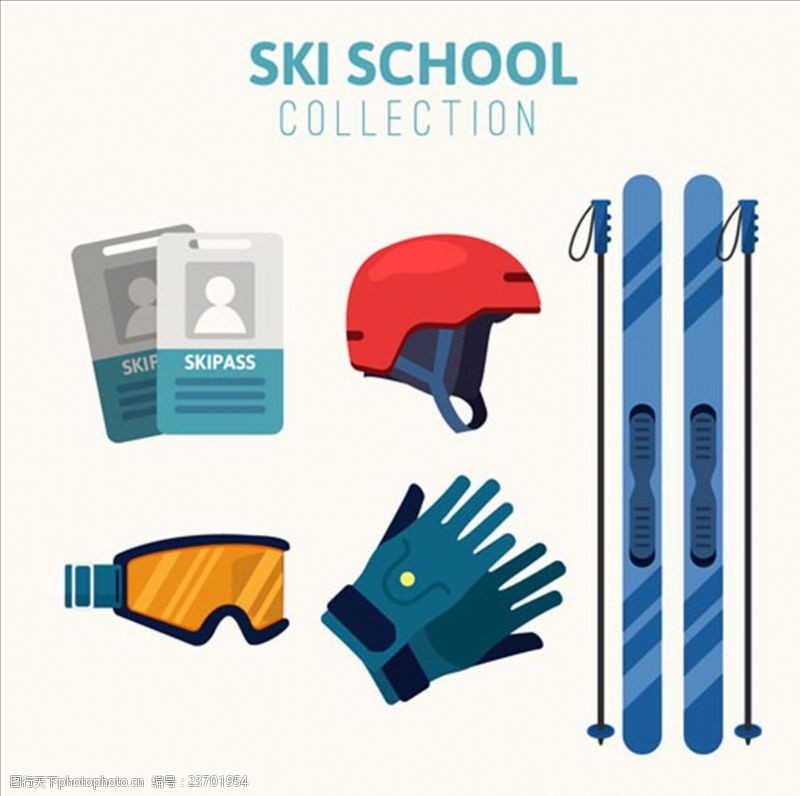 滑雪素材平面滑雪运动用品配件