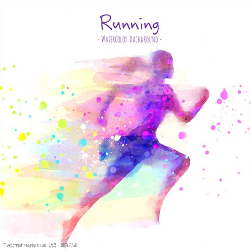 马拉松手绘水彩抽象女子跑步海报