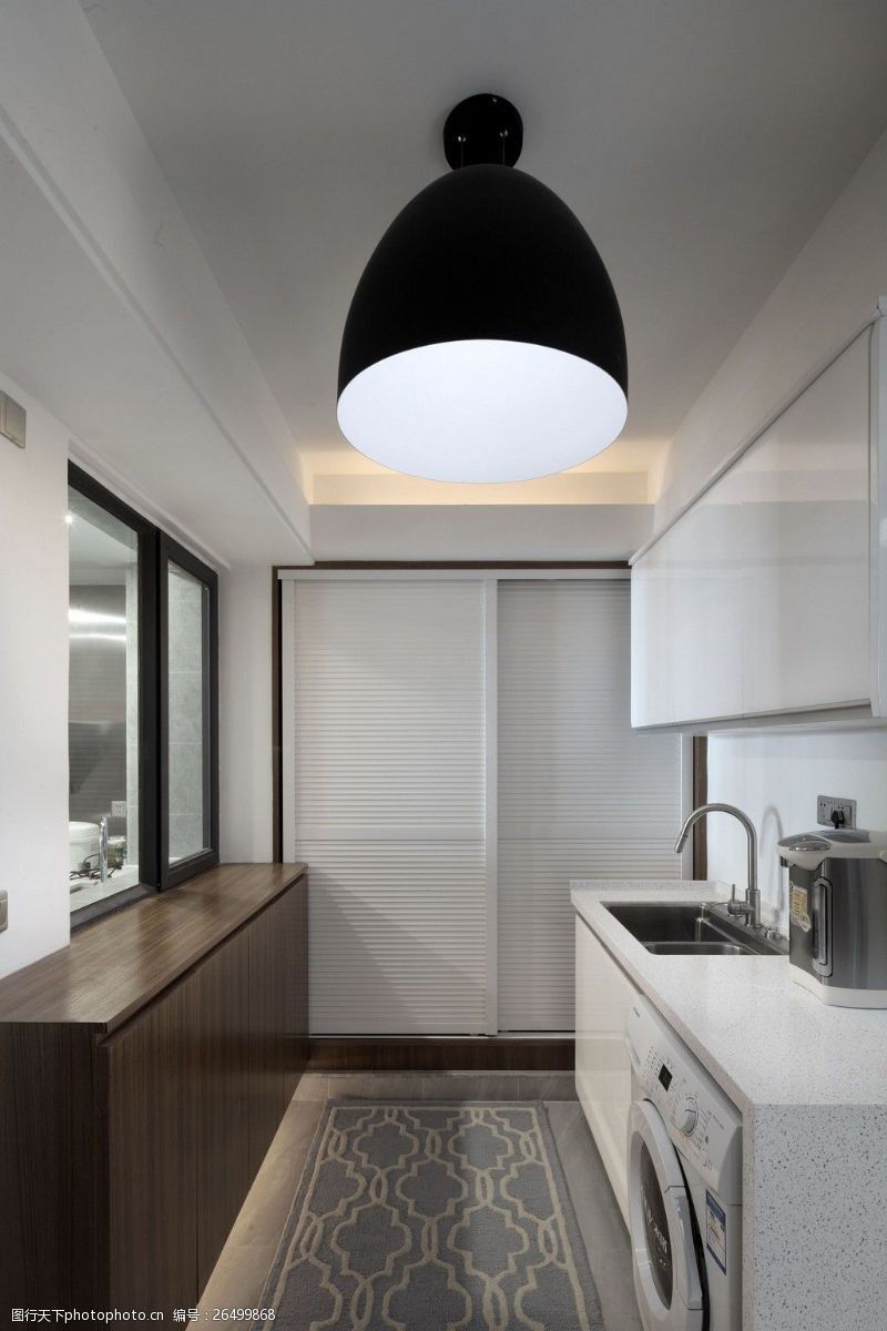 厨柜效果图现代简约厨房橱柜吊灯设计图