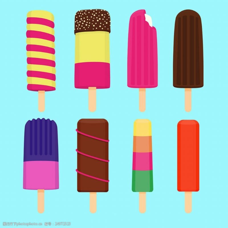 冰激凌插图各种美味的冰淇淋平面设计素材
