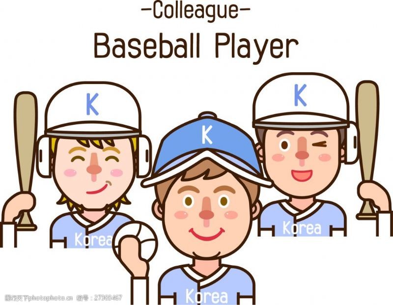 卡通棒球运动员素材设计