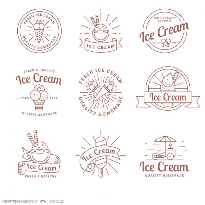 冰激凌插图手绘冰淇淋冰激凌贴纸图标