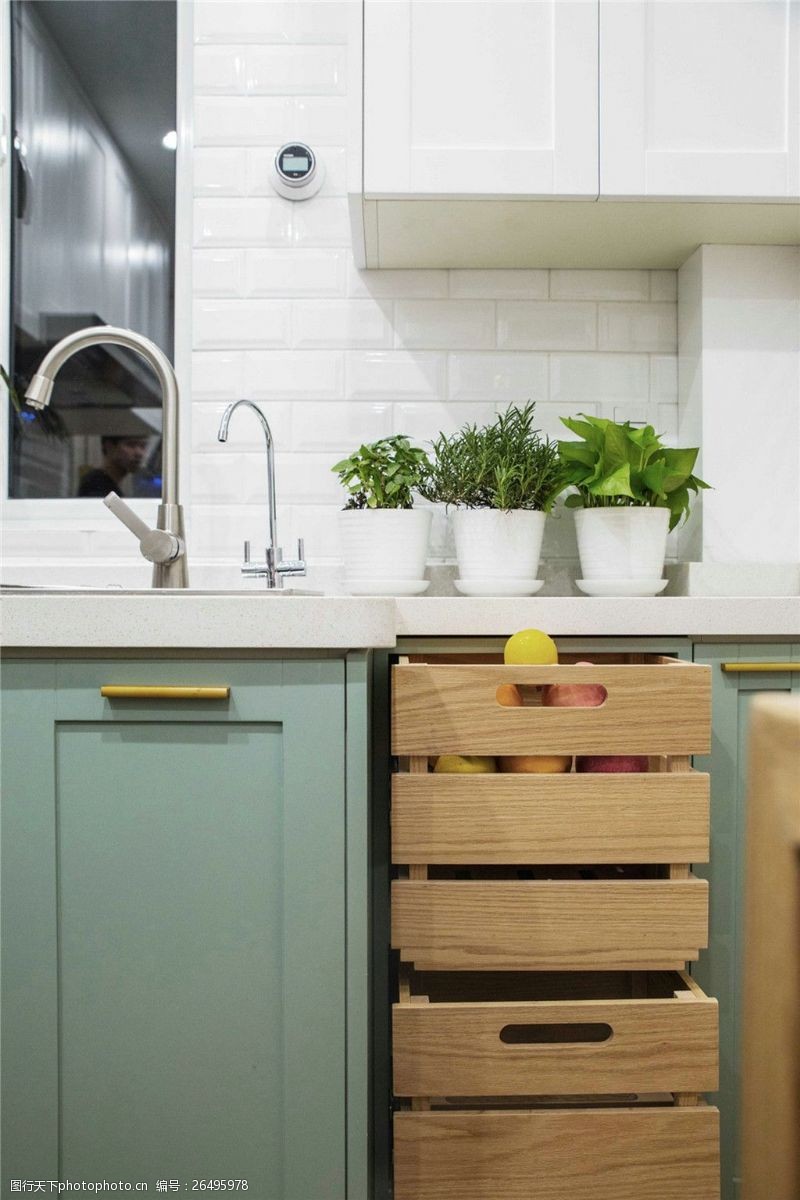 厨柜效果图现代小清新厨房橱柜设计图