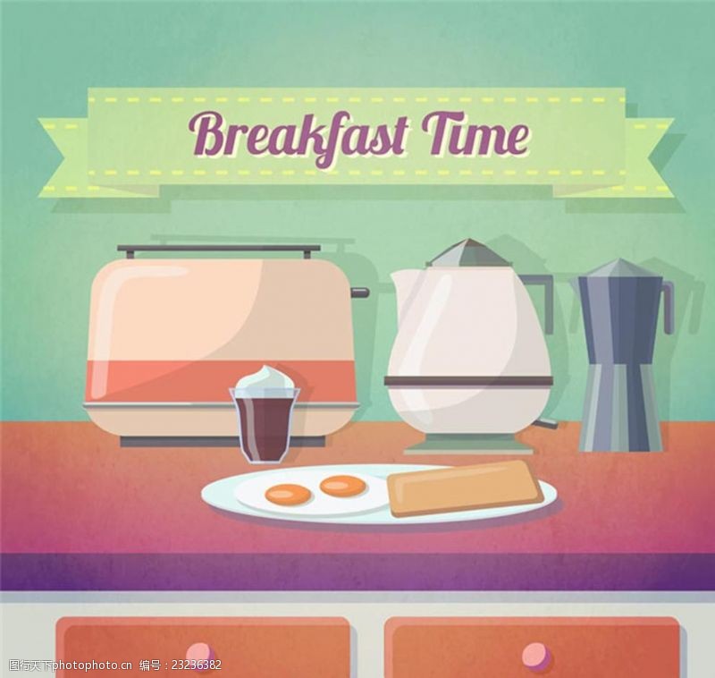 橱柜宣传早餐区与美味早餐宣传活动模板源