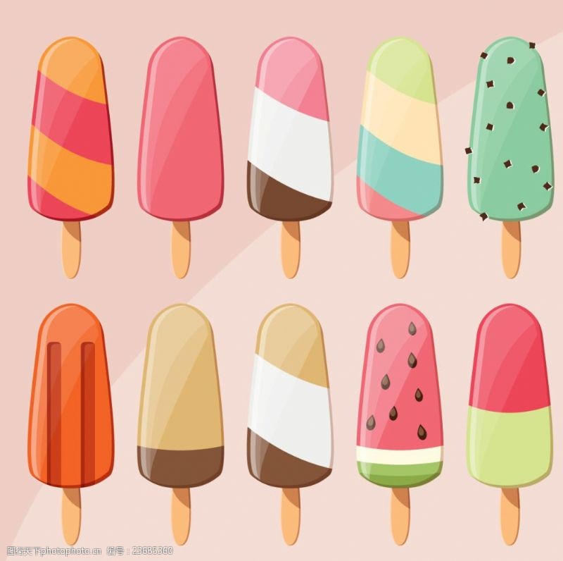 冰箱海报冰淇淋造型元素背景设计
