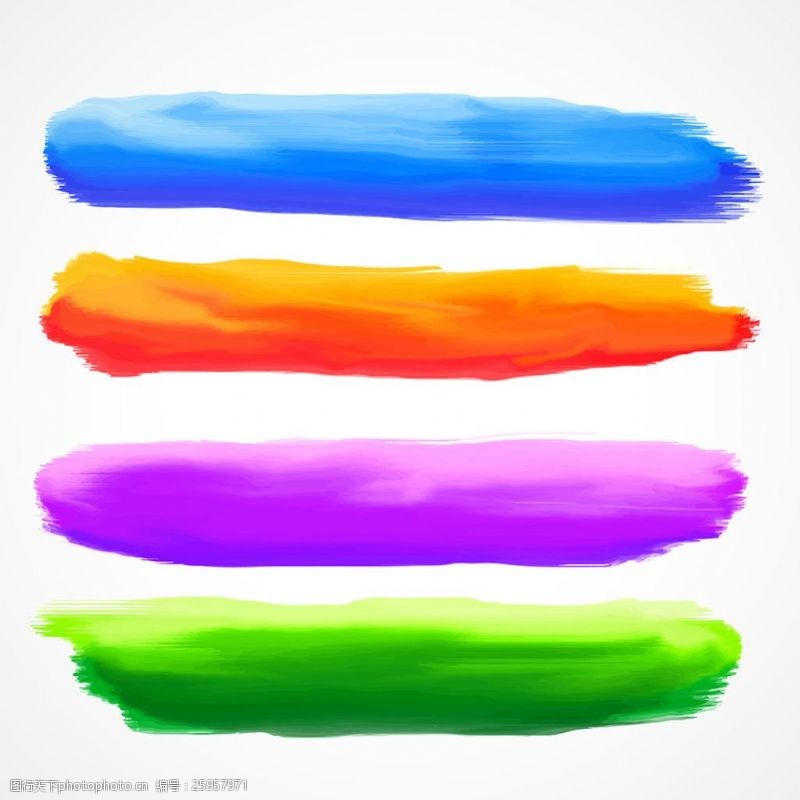 彩色水彩笔触矢量素材