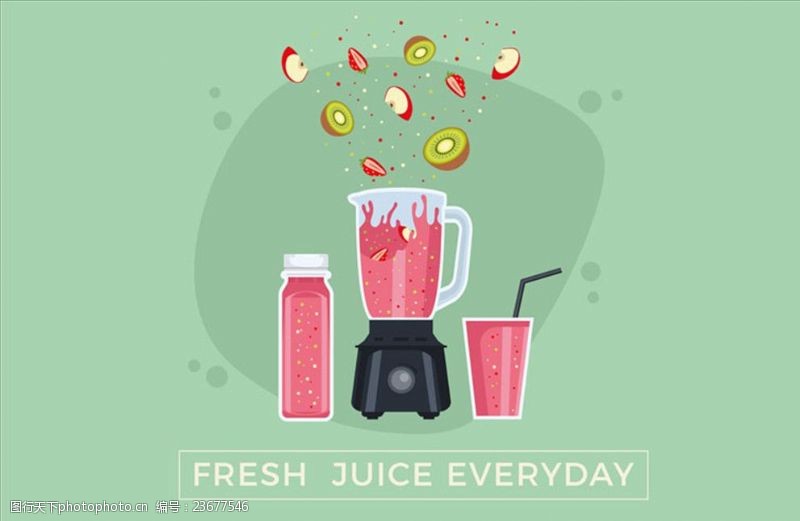 年糕卡通水果榨汁机海报