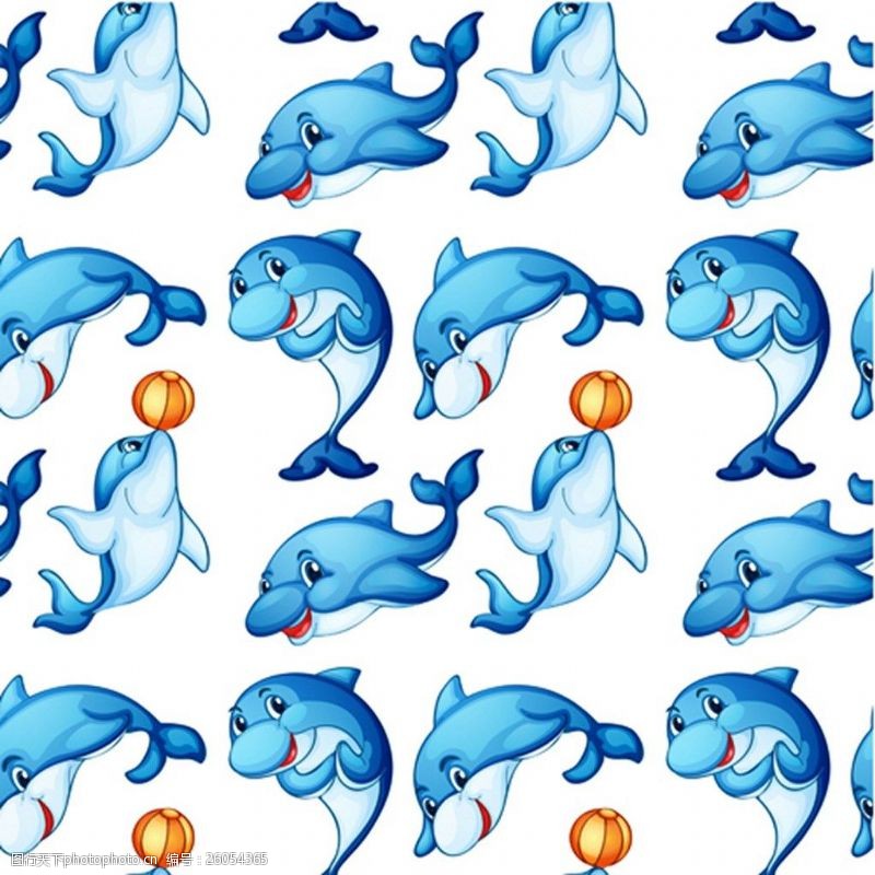 海豚免费下载蓝色海滩元素矢量图