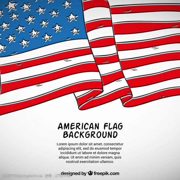自由美国国旗背景手绘风格